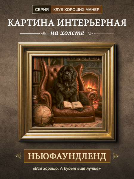 Картина в раме "Ньюфаундленд" золото