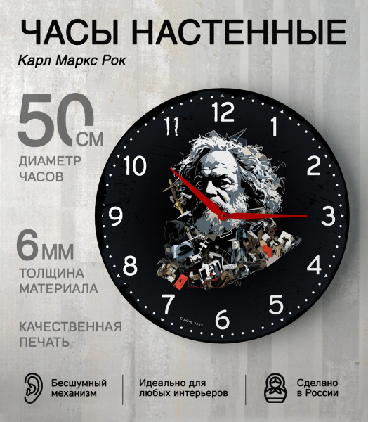 Настенные часы 50см (Карл Маркс рок) КРУГ