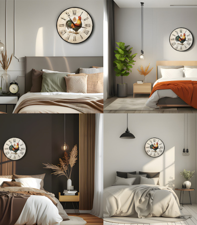 Настенные часы 50см (Зеленый петух) КРУГ 07