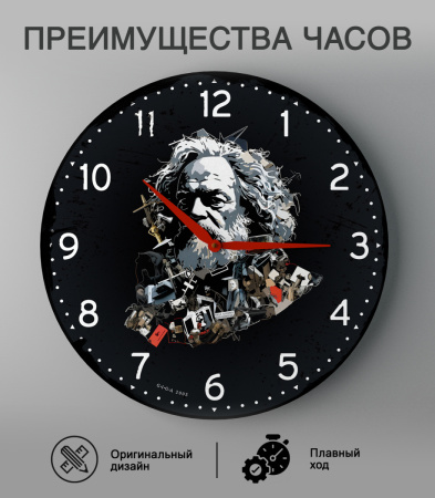 Настенные часы 50см (Карл Маркс рок) КРУГ 02
